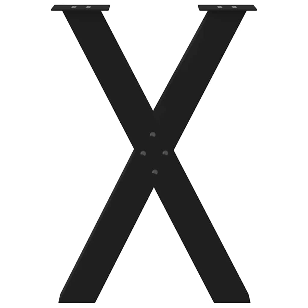 vidaXL Πόδια Τραπεζαρίας σε Σχήμα Χ, 2 τεμ. Μαύρο, Ατσάλι 60x(72-73) εκ.