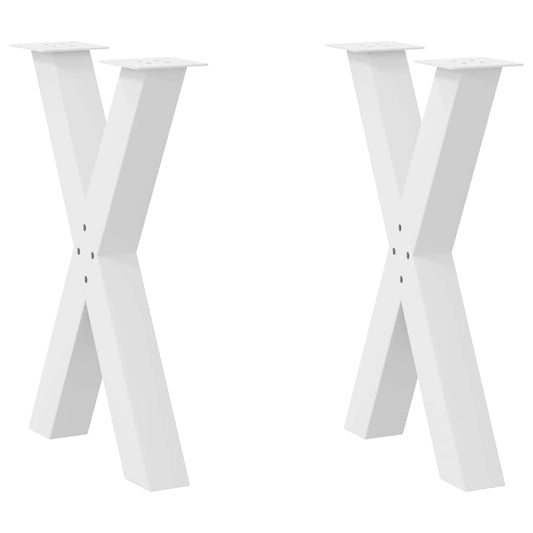 vidaXL Πόδια Τραπεζαρίας σε Σχήμα Χ, 2 τεμ. Λευκά 60x(72-73) εκ. Ατσάλι