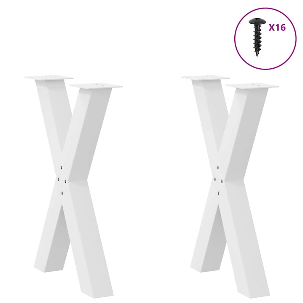 vidaXL Πόδια Τραπεζαρίας σε Σχήμα Χ, 2 τεμ. Λευκά 60x(72-73) εκ. Ατσάλι