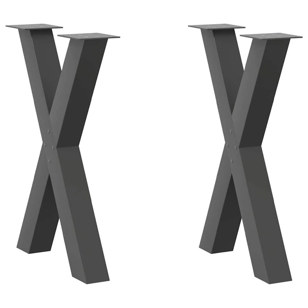 vidaXL Πόδια Τραπεζαρίας σε Σχήμα Χ, 2 τεμ. Ανθρακί 60x(72-73) εκ. Ατσάλι