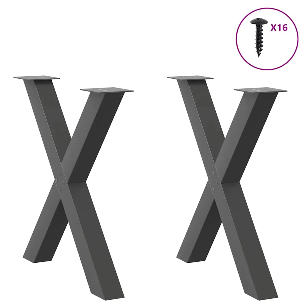 vidaXL Πόδια Τραπεζαρίας σε Σχήμα Χ 2 τεμ. Ανθρακί 70x(72-73) εκ. Ατσάλι