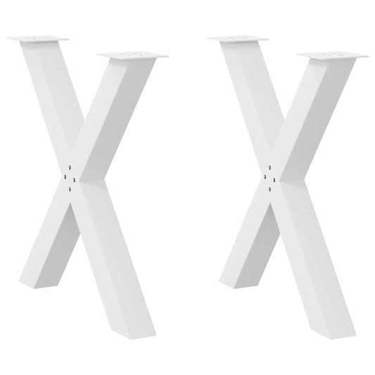vidaXL Πόδια Τραπεζαρίας σε Σχήμα Χ, 2 τεμ. Λευκά 80x(72-73) εκ. Ατσάλι