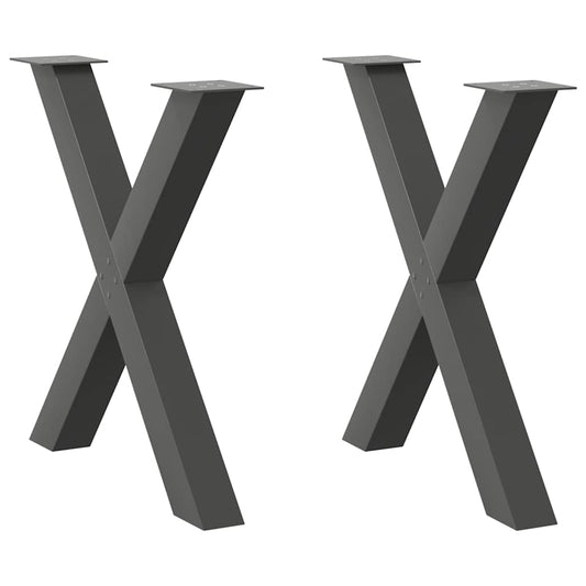 vidaXL Πόδια Τραπεζαρίας σε Σχήμα Χ 2 τεμ. Ανθρακί 80x(72-73) εκ. Ατσάλι