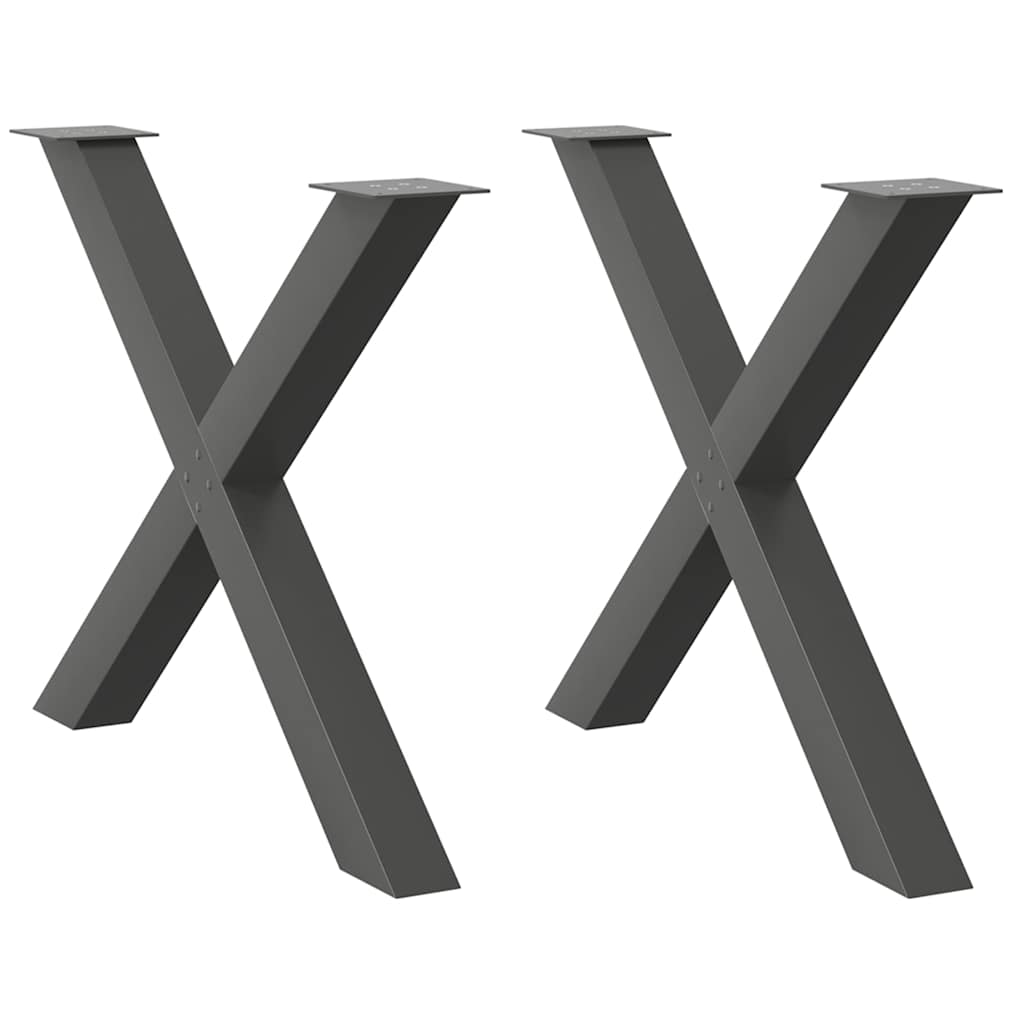 vidaXL Πόδια Τραπεζαρίας σε Σχήμα Χ, 2 τεμ. Ανθρακί 90x(72-73) εκ. Ατσάλι