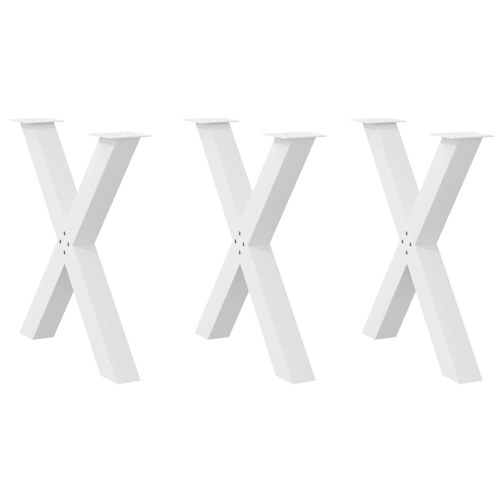vidaXL Πόδια Τραπεζαρίας σε Σχήμα Χ 3 τεμ. Λευκά 70x(72-73) εκ. Ατσάλι