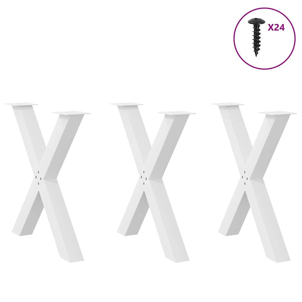 vidaXL Πόδια Τραπεζαρίας σε Σχήμα Χ 3 τεμ. Λευκά 70x(72-73) εκ. Ατσάλι