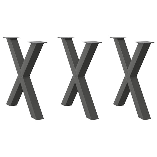 vidaXL Πόδια Τραπεζαρίας σε Σχήμα Χ 3 τεμ. Ανθρακί 80x(72-73) εκ. Ατσάλι