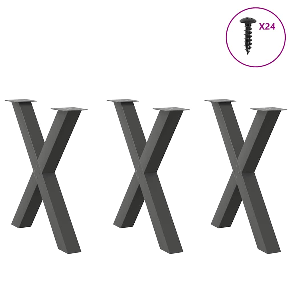 vidaXL Πόδια Τραπεζαρίας σε Σχήμα Χ 3 τεμ. Ανθρακί 80x(72-73) εκ. Ατσάλι