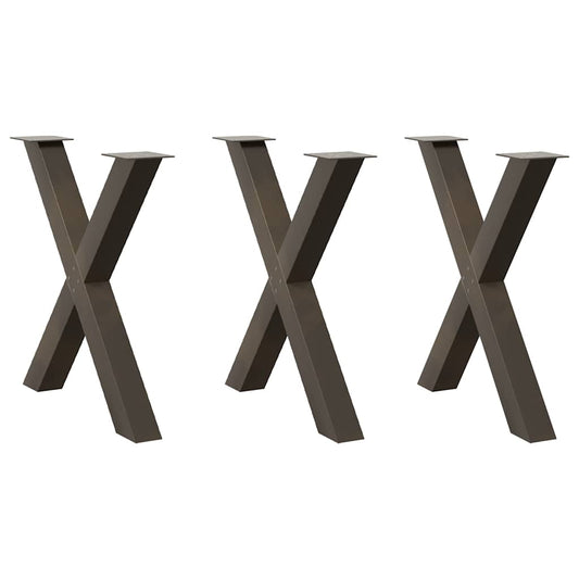 vidaXL Πόδια Τραπεζαρίας σε Σχήμα Χ 3 τεμ. από Φυσικό Ατσάλι 80x(72-73) εκ. Ατσάλι