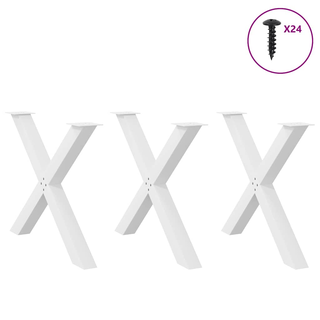 vidaXL Πόδια Τραπεζαρίας σε Σχήμα Χ 3 τεμ. Λευκά 90x(72-73) εκ. Ατσάλι