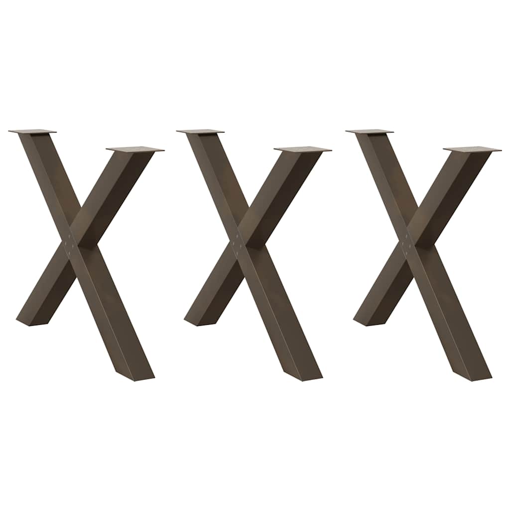 vidaXL Πόδια Τραπεζαρίας σε Σχήμα Χ 3 τεμ. από Φυσικό Ατσάλι 90x(72-73) εκ. Ατσάλι