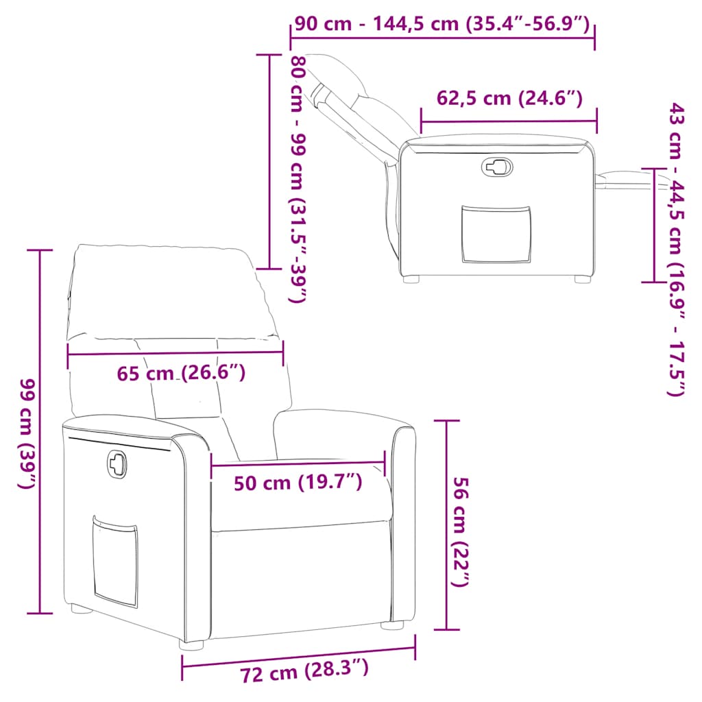 vidaXL Πολυθρόνα με Ανακλινόμενη Πόρτα Σκούρο Γκρι Υφασμάτινη