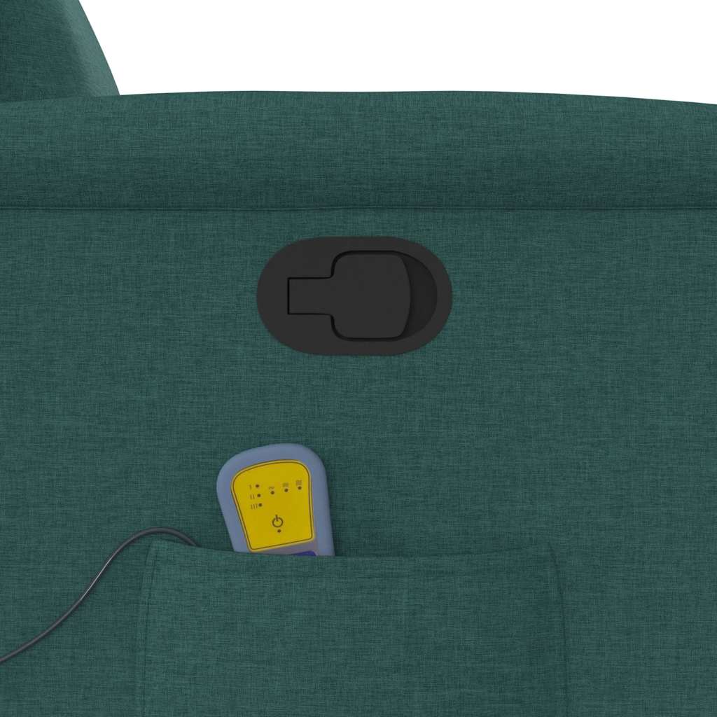 vidaXL Πολυθρόνα Μασάζ Ανακλινόμενη Σκούρο Πράσινο Υφασμάτινη