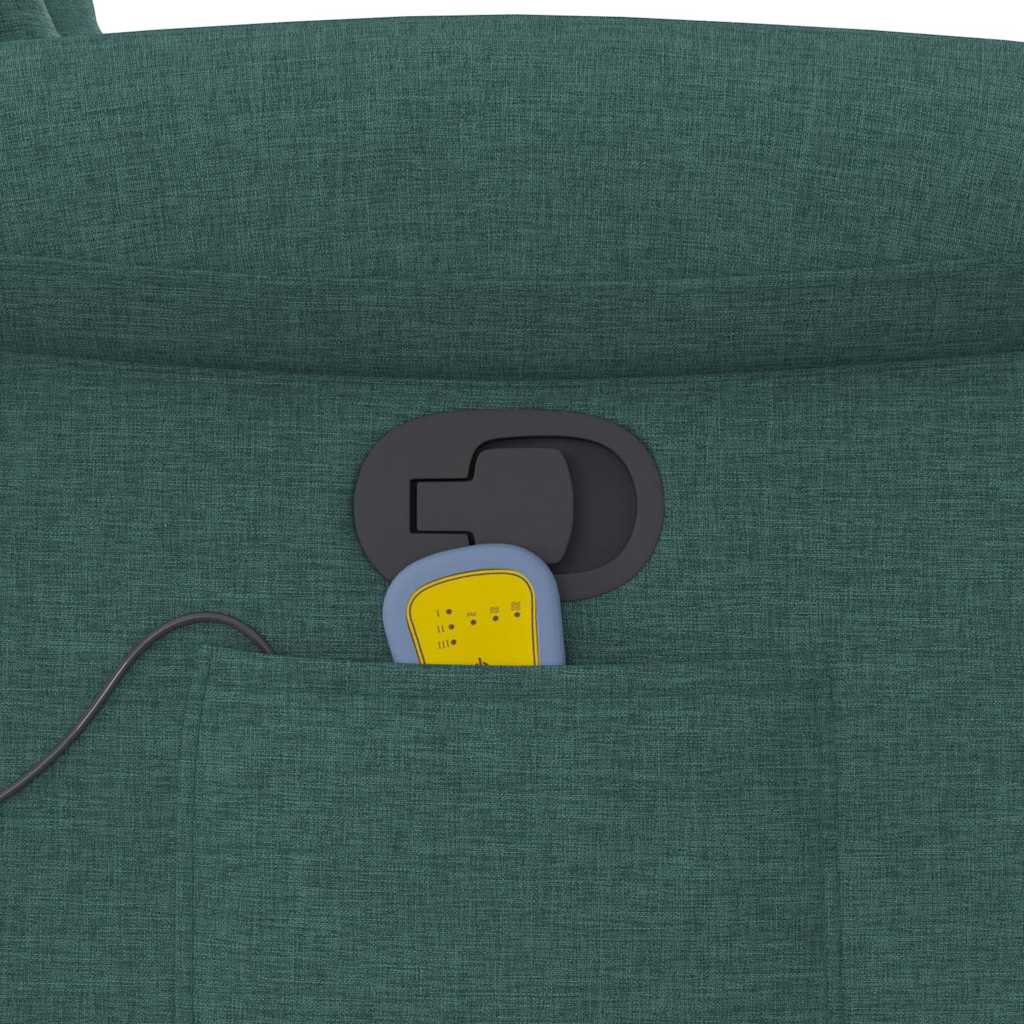 vidaXL Πολυθρόνα Μασάζ Ανακλινόμενη Σκούρο Πράσινο Υφασμάτινη