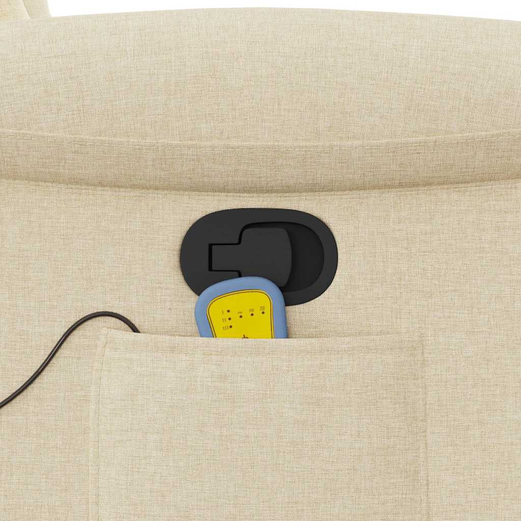 vidaXL Πολυθρόνα Μασάζ Ανακλινόμενη Κρεμ Υφασμάτινη