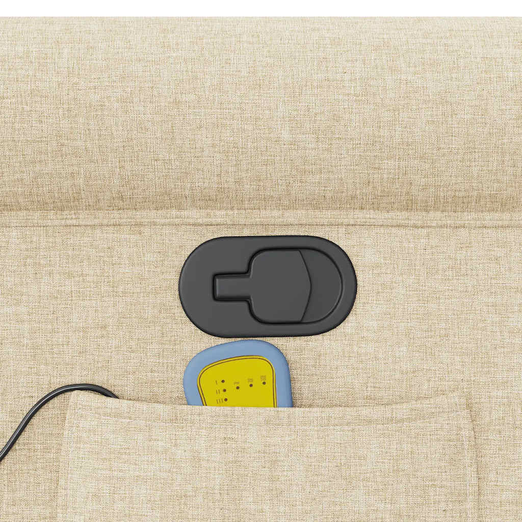 vidaXL Πολυθρόνα Μασάζ Ανακλινόμενη Κρεμ Υφασμάτινη