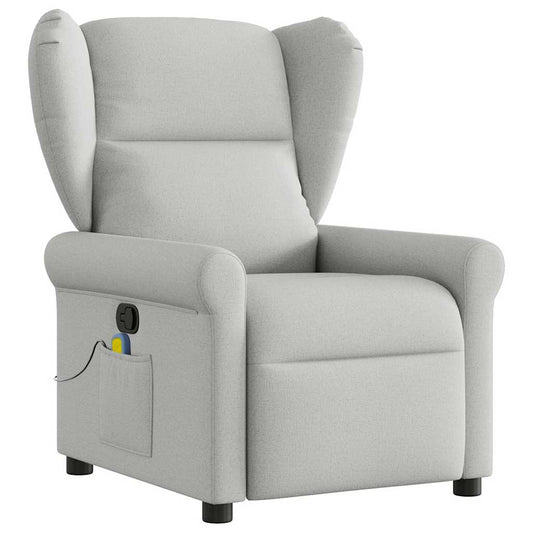 vidaXL καρέκλα ανάκλισης μασάζ Cloud Grey Fabric