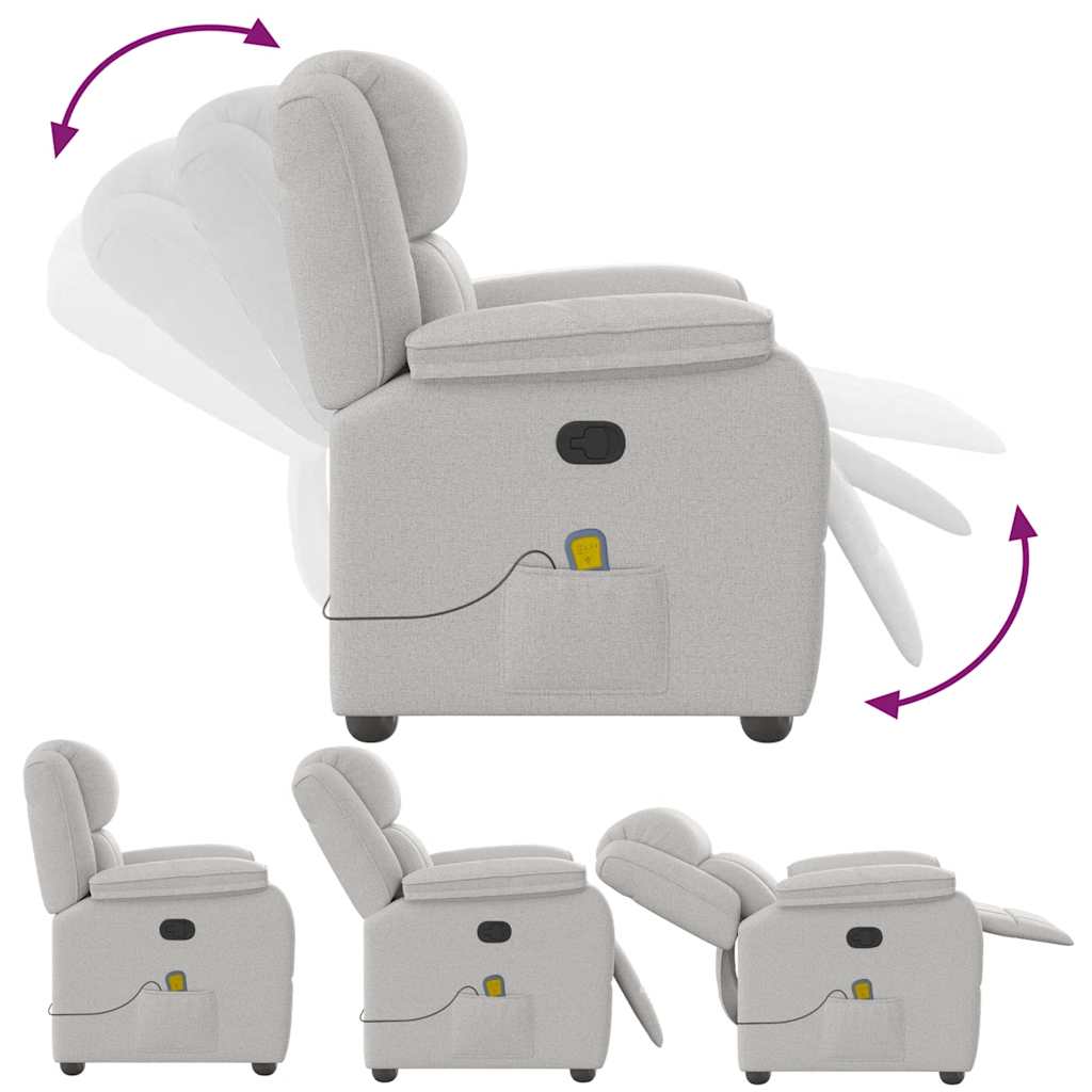 vidaXL καρέκλα ανάκλισης μασάζ Cloud Grey Fabric