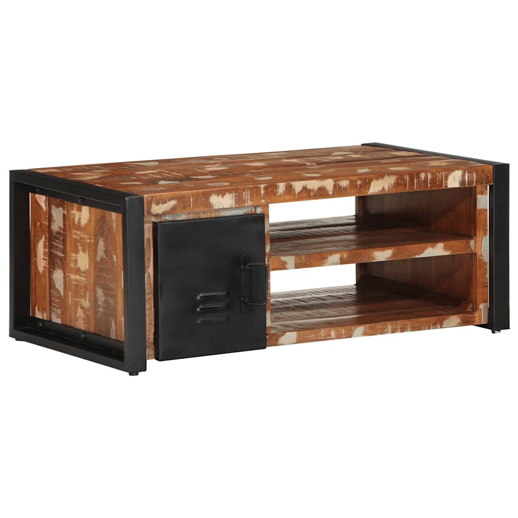 vidaXL Τραπεζάκι σαλονιού πολύχρωμο 90x50x36cm Ξύλο μασίφ αναγεννημένο