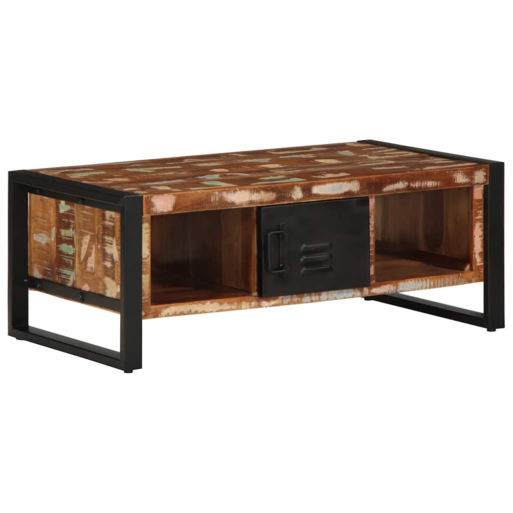 vidaXL Τραπεζάκι σαλονιού πολύχρωμο 90x50x36cm Ξύλο μασίφ αναγεννημένο