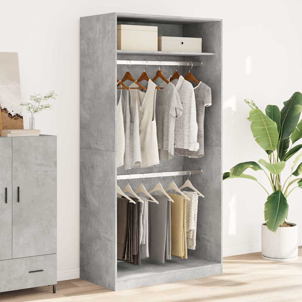 vidaXL Ντουλάπα Γκρι του Σκυροδέματος 100x50x200εκ. Επεξεργασμένο Ξύλο