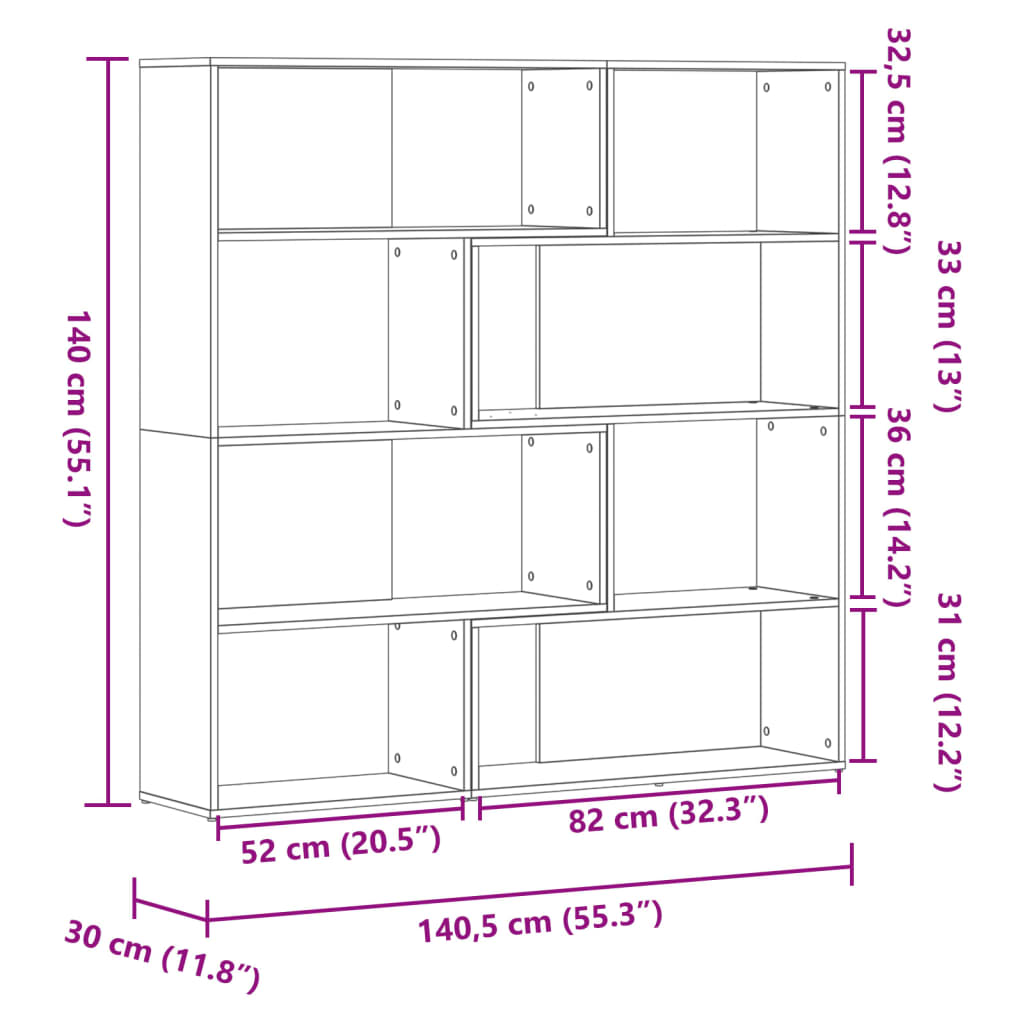 vidaXL Βιβλιοθήκη Γωνιακή 4 Επ. Λευκή 85x85x140 εκ Επεξ. Ξύλο