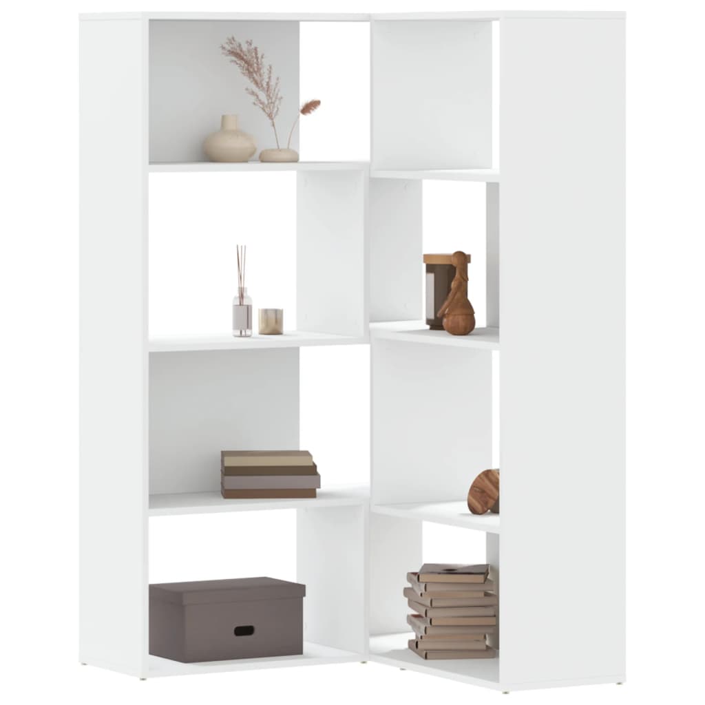 vidaXL Βιβλιοθήκη Γωνιακή 4 Επ. Λευκή 85x85x140 εκ Επεξ. Ξύλο