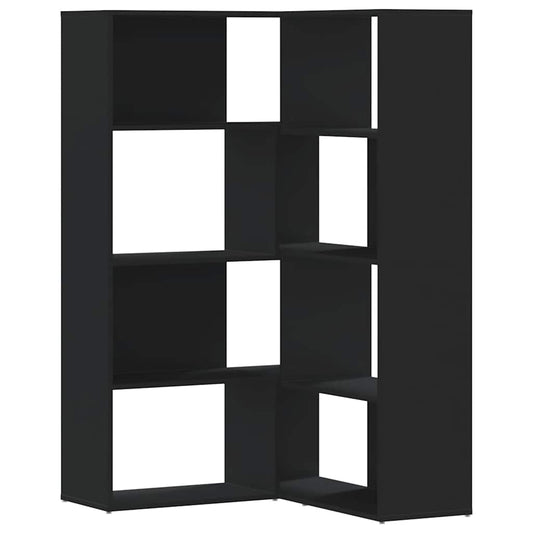 vidaXL Βιβλιοθήκη Γωνιακή 4 Επ. Μαύρο 85x85x140 εκ Επεξεργασμένο Ξύλο