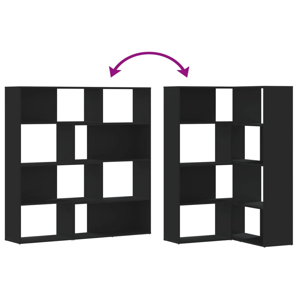 vidaXL Βιβλιοθήκη Γωνιακή 4 Επ. Μαύρο 85x85x140 εκ Επεξεργασμένο Ξύλο