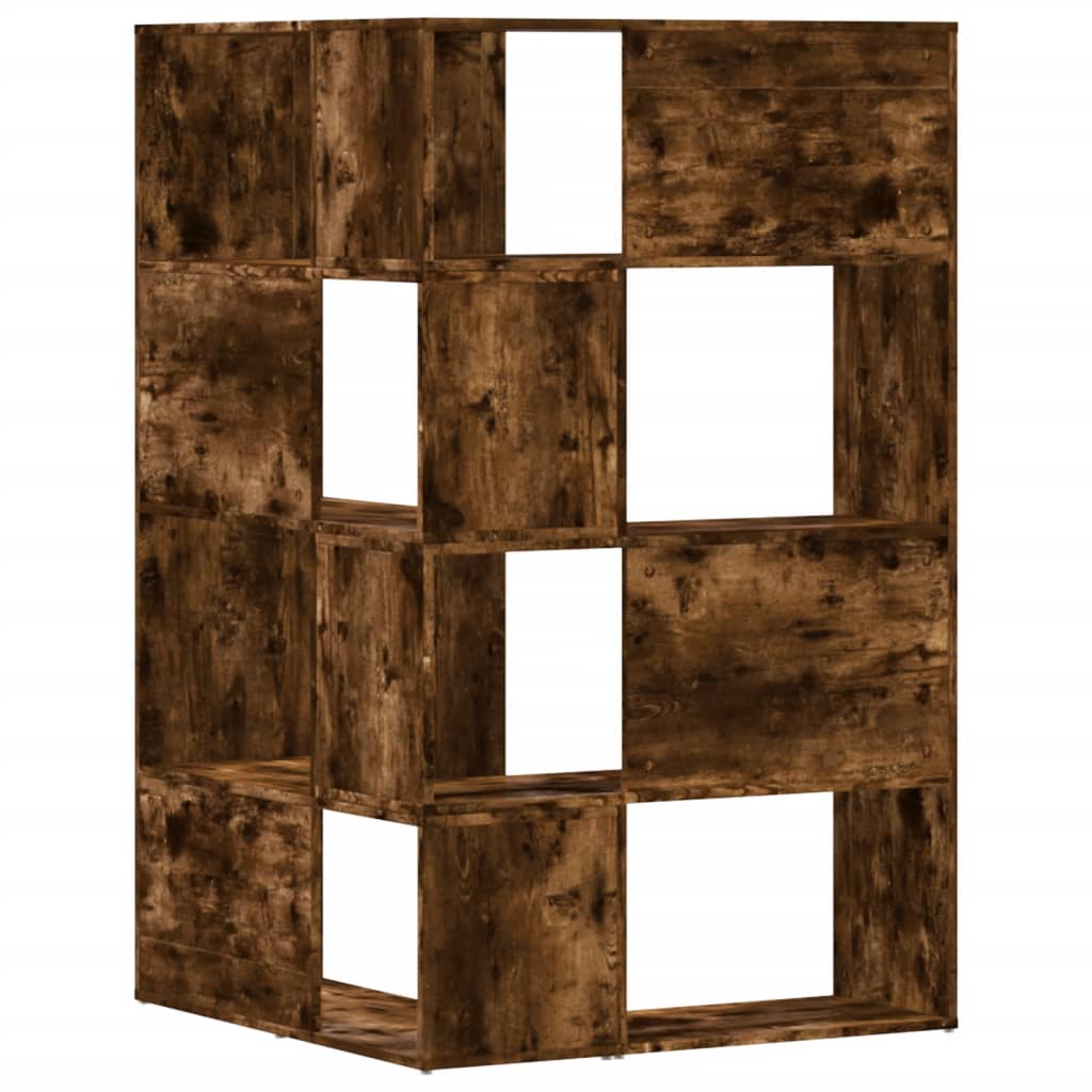 vidaXL Βιβλιοθήκη Γωνιακή 4 Επ. Καπνιστή Δρυς 85x85x140 εκ Επεξ. Ξύλο