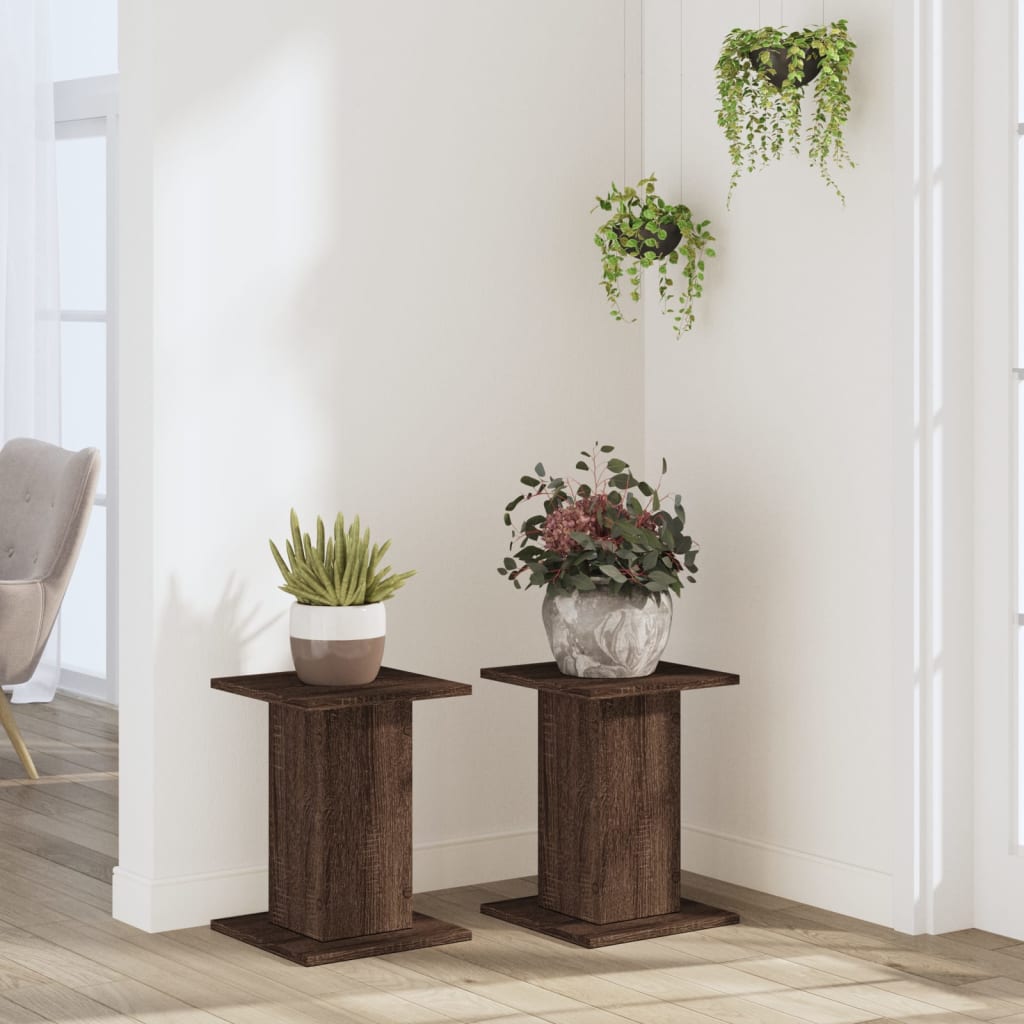 vidaXL Βάσεις Φυτών 2 Τεμ. Καφέ Δρυς 30x30x40 εκ. Επεξεργασμένο Ξύλο