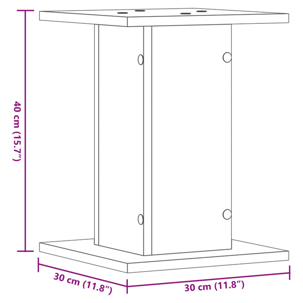 vidaXL Βάσεις Φυτών 2 Τεμ. Καφέ Δρυς 30x30x40 εκ. Επεξεργασμένο Ξύλο
