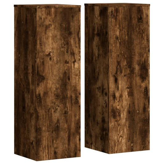 vidaXL Βάσεις Φυτών 2Τεμ. Καπνιστή Δρυς 33x33x100εκ Επεξεργασμένο Ξύλο