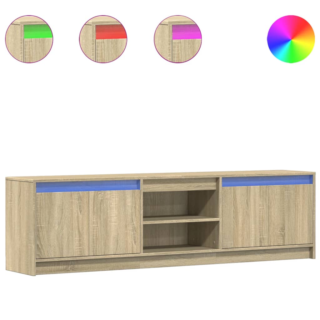 vidaXL Έπιπλο Τηλεόρασης με LED Sonoma Δρυς 180x34x50 εκ. Επεξ. Ξύλο
