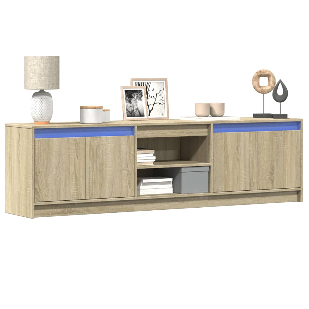 vidaXL Έπιπλο Τηλεόρασης με LED Sonoma Δρυς 180x34x50 εκ. Επεξ. Ξύλο