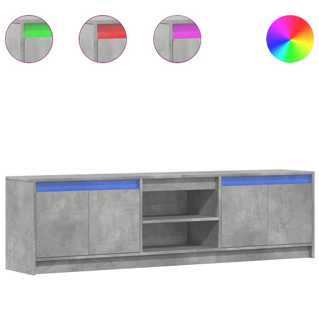 vidaXL Έπιπλο Τηλεόρασης με LED Γκρι Σκυρ. 180x34x50 εκ. Επεξ. Ξύλο