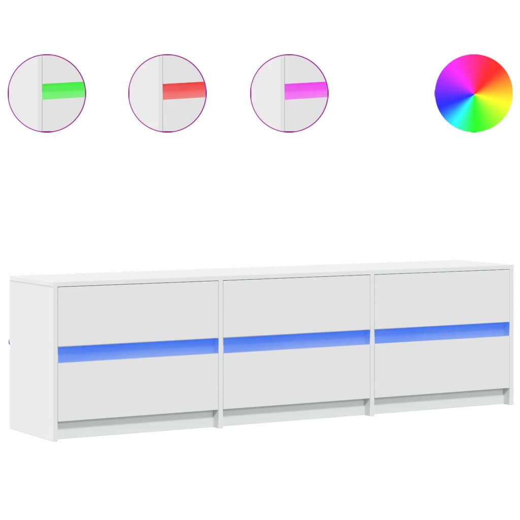 vidaXL Έπιπλο Τηλεόρασης με LED Λευκό 180x34x50 εκ. από Επεξ. Ξύλο