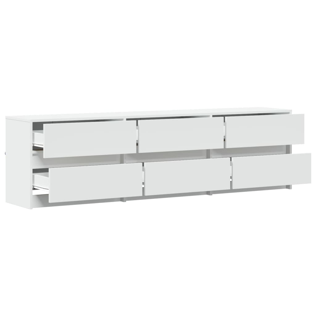 vidaXL Έπιπλο Τηλεόρασης με LED Λευκό 180x34x50 εκ. από Επεξ. Ξύλο