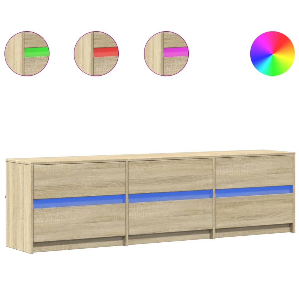 vidaXL Έπιπλο Τηλεόρασης με LED Sonoma Δρυς 180x34x50 εκ. Επεξ. Ξύλο