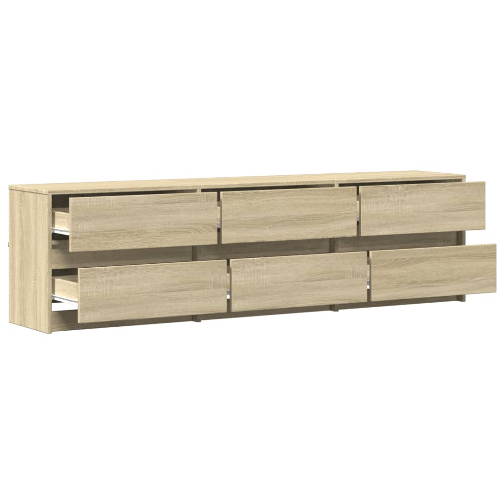 vidaXL Έπιπλο Τηλεόρασης με LED Sonoma Δρυς 180x34x50 εκ. Επεξ. Ξύλο