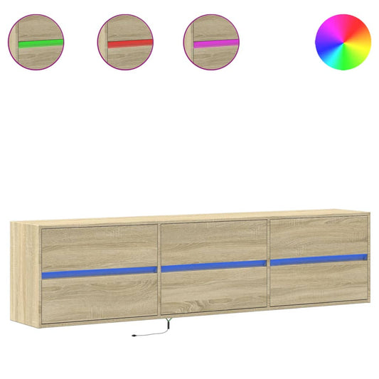 vidaXL Έπιπλο Τοίχου Τηλεόρασης με LED Sonoma Δρυς 180x31x45 εκ.