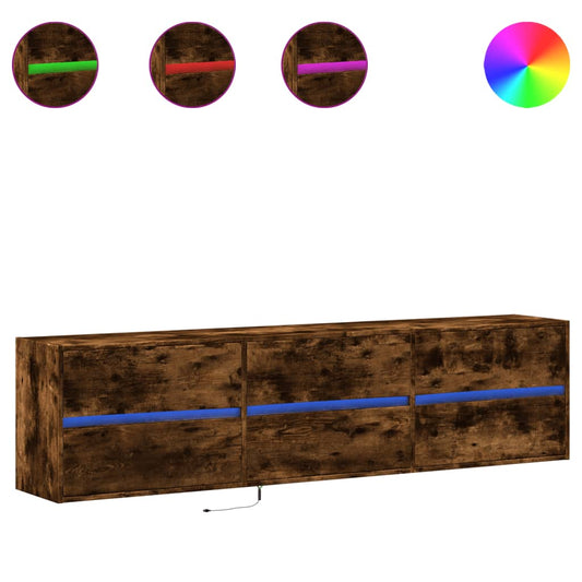vidaXL Έπιπλο Τοίχου Τηλεόρασης με LED Καπνιστή Δρυς 180x31x45 εκ.