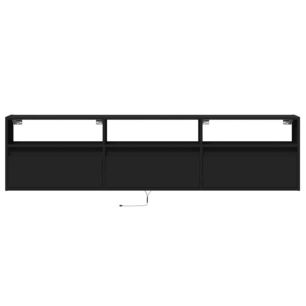 vidaXL Ντουλάπι Τηλεόρασης με LED Μαύρο 180x31x45 εκ.