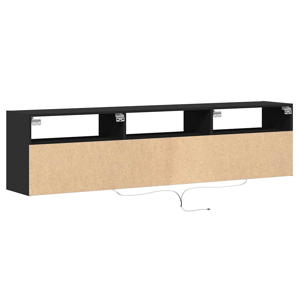 vidaXL Ντουλάπι Τηλεόρασης με LED Μαύρο 180x31x45 εκ.