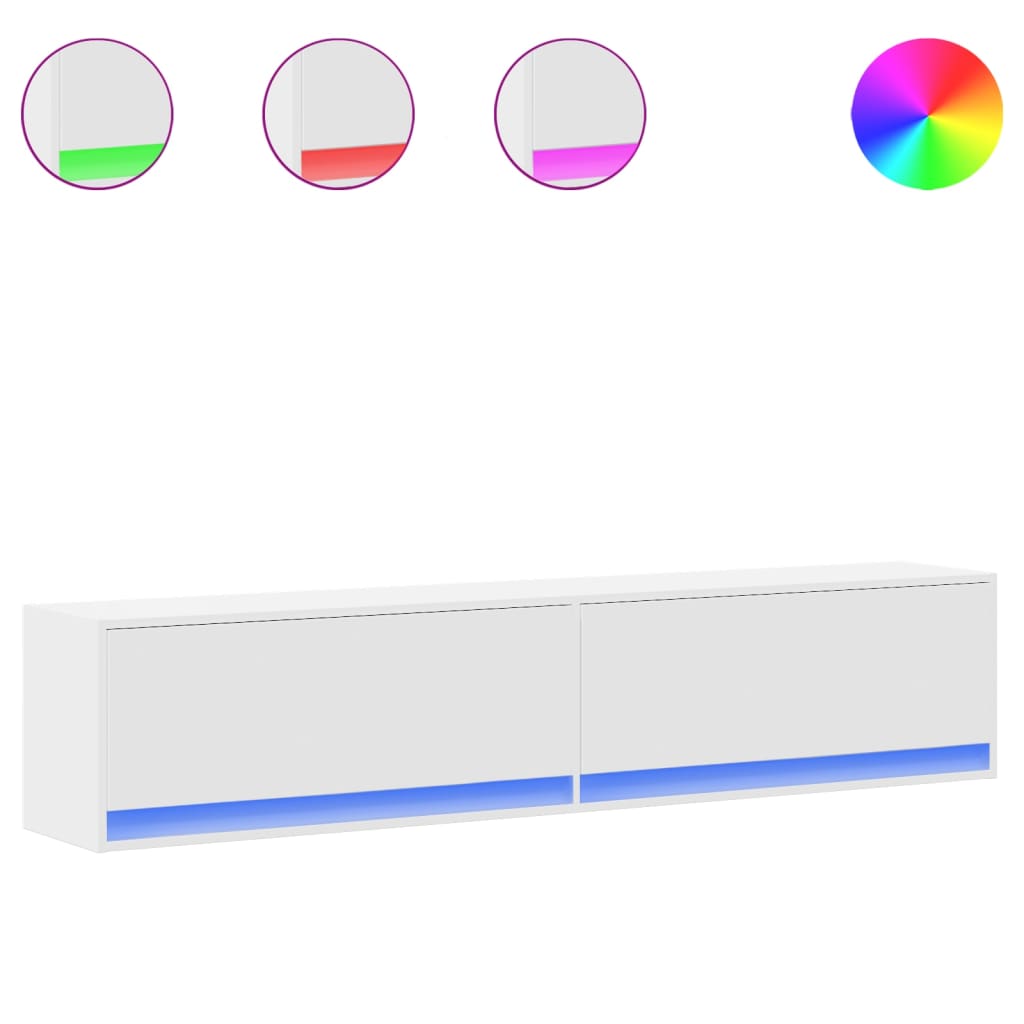 vidaXL Έπιπλο Τοίχου Τηλεόρασης με LED Λευκό 180x31x38 εκ.