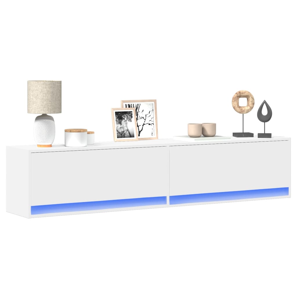 vidaXL Έπιπλο Τοίχου Τηλεόρασης με LED Λευκό 180x31x38 εκ.
