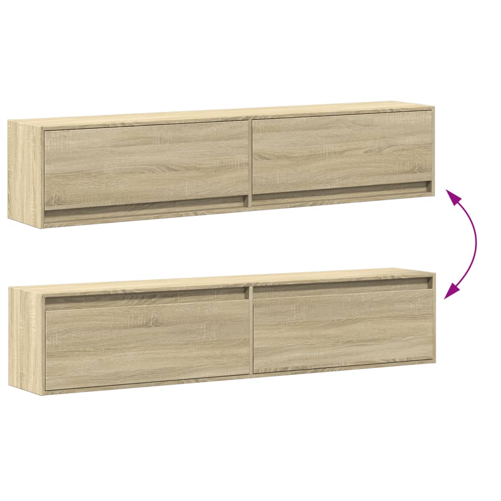 vidaXL Έπιπλο Τοίχου Τηλεόρασης με LED Sonoma Δρυς 180x31x38 εκ.