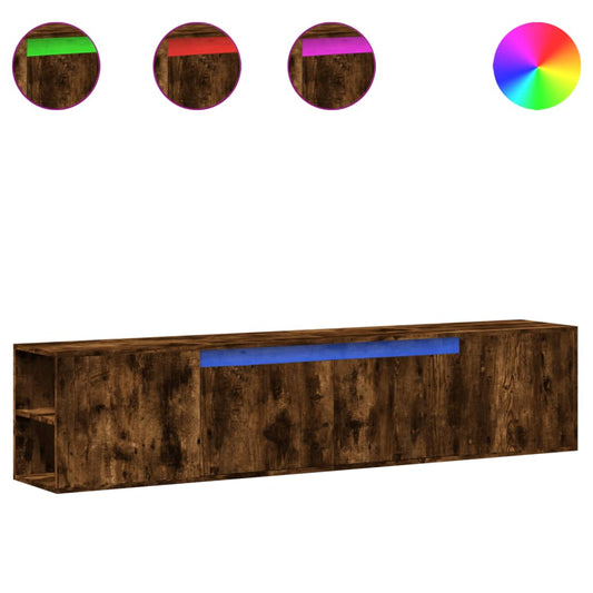 vidaXL Έπιπλο Τοίχου Τηλεόρασης με LED Καπνιστή Δρυς 180x31x39,5 εκ.