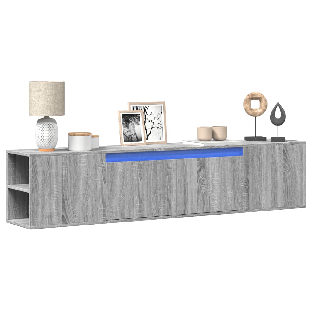 vidaXL Έπιπλο Τοίχου Τηλεόρασης με LED Γκρι Sonoma 180x31x39,5 εκ.