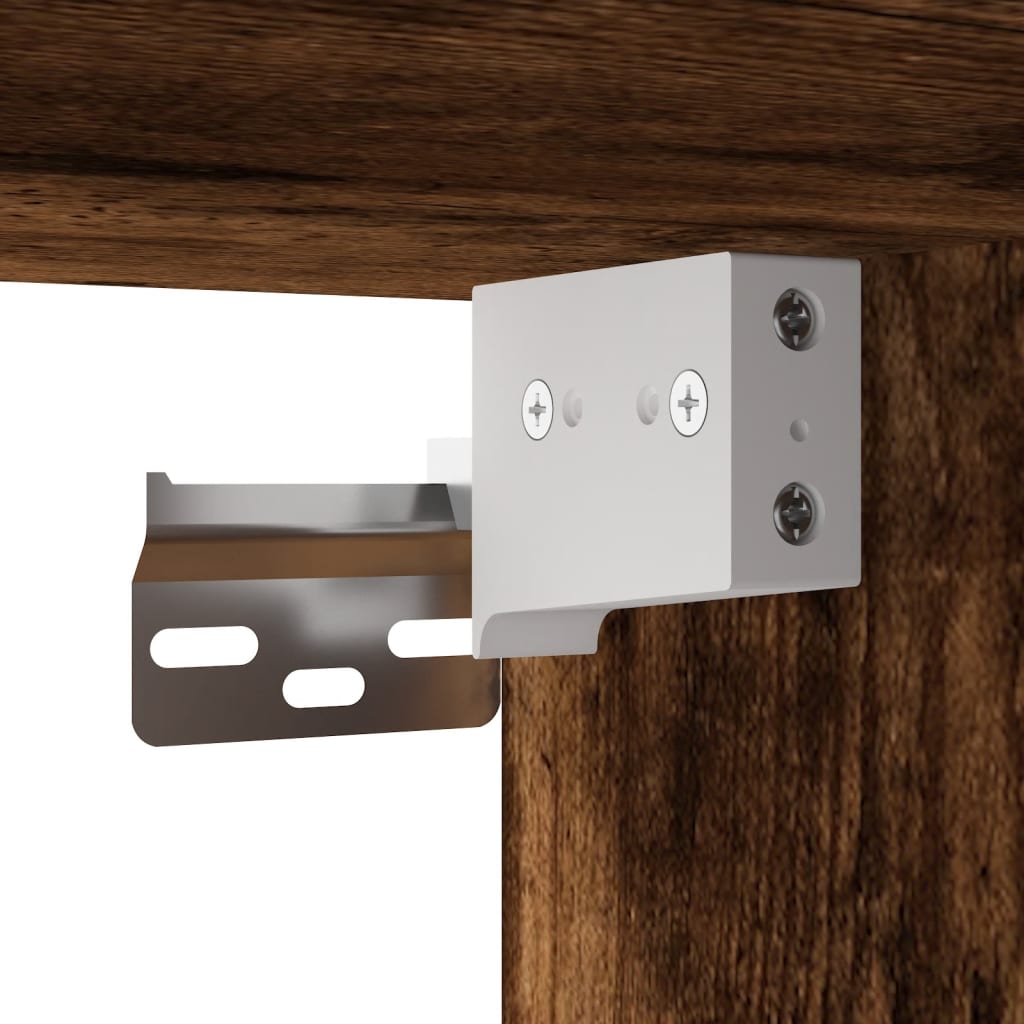 vidaXL Κομοδίνο Επιτοίχιο με Φώτα LED Καπνιστή Δρυς